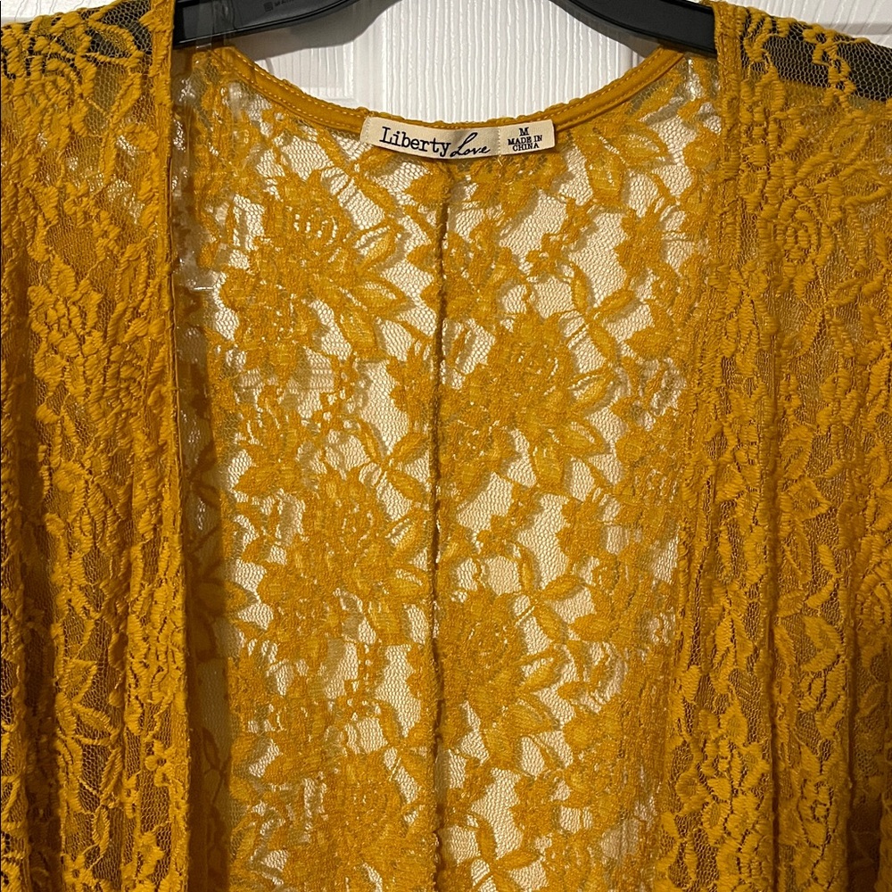 Mustard Lace Cardigan - Picture 2 of 4